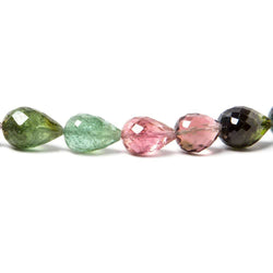 8x7-11x7mm Multi Color Tourmaline Faceted Tear Drop Beads 8 inch 18 pieces (ONLINE ORDER ONLY)