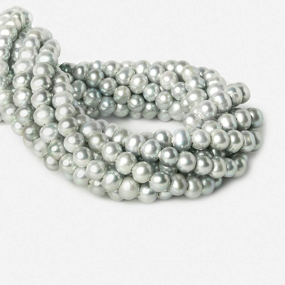 8x7-9x7mm Sage & Silver 2.5mm Large Hole Off Round Pearl 16 inch 55 pieces (ONLINE ORDER ONLY)