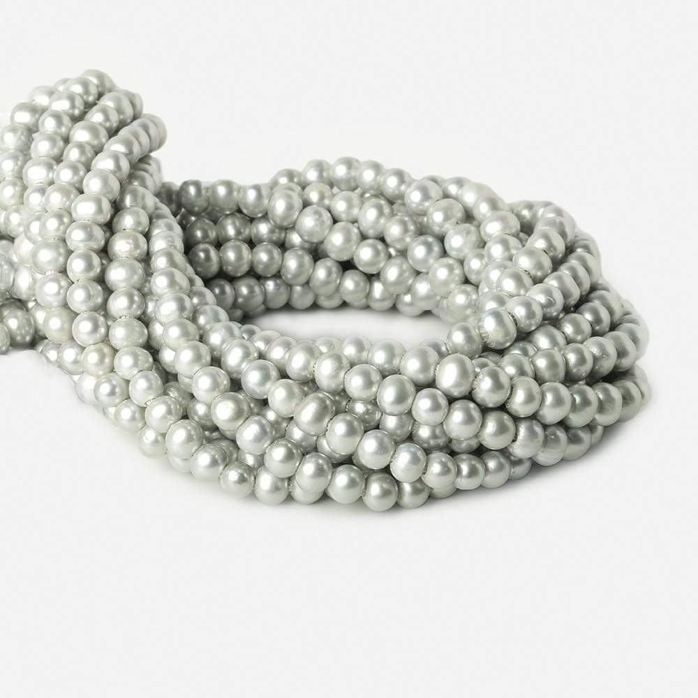 8-9mm Silver 2.5mm Large Hole Off Round Pearl 16 inch 55 pieces (ONLINE ORDER ONLY)