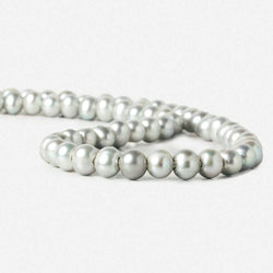 8-9mm Silver 2.5mm Large Hole Off Round Pearl 16 inch 55 pieces (ONLINE ORDER ONLY)