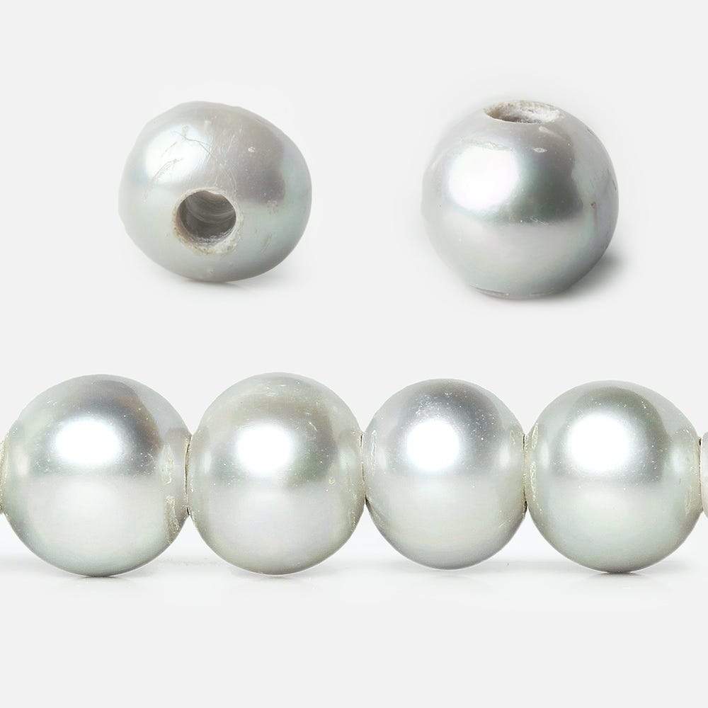 8-9mm Silver 2.5mm Large Hole Off Round Pearl 16 inch 55 pieces (ONLINE ORDER ONLY)