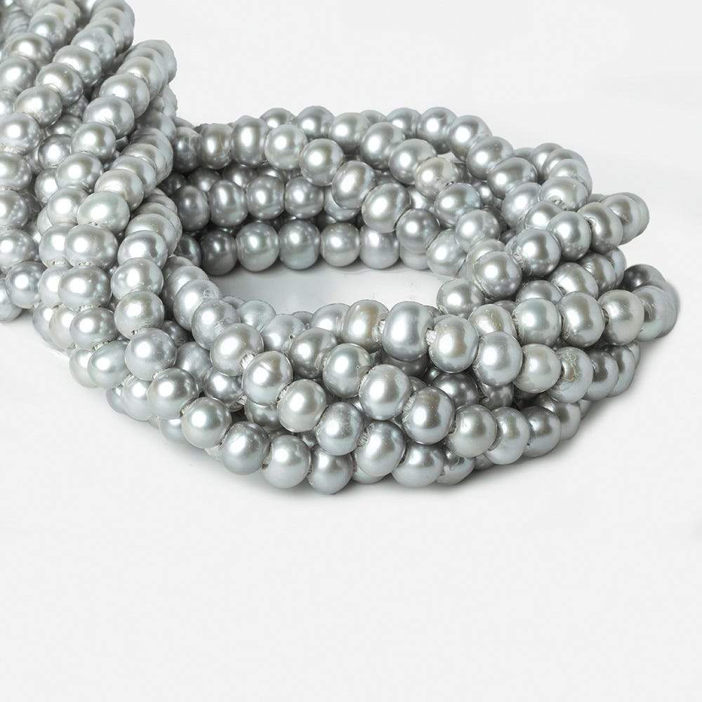 8-9mm Tri Silver 2.5mm Large Hole Off Round Pearl 16 inch 55 pieces (ONLINE ORDER ONLY)