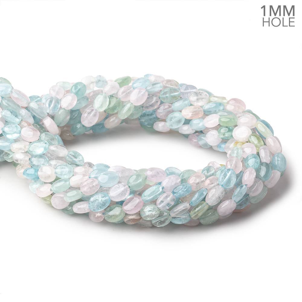 8x7mm Multi Beryl Plain Oval Beads 16 inch 51 pieces 1mm hole (ONLINE ORDER ONLY)