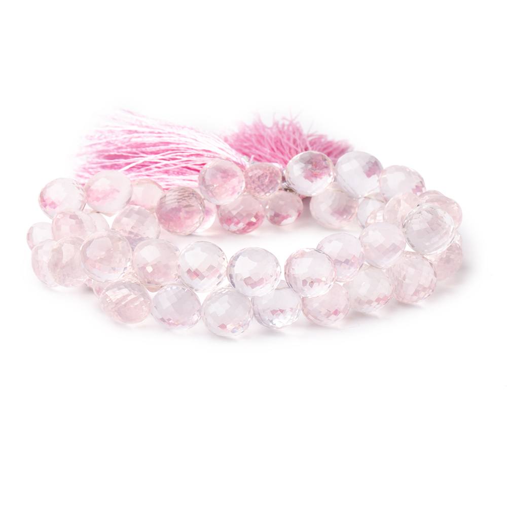 8x8-10x10mm Rose Quartz Faceted Candy Kiss Beads 8 inch 43 pieces (ONLINE ORDER ONLY)