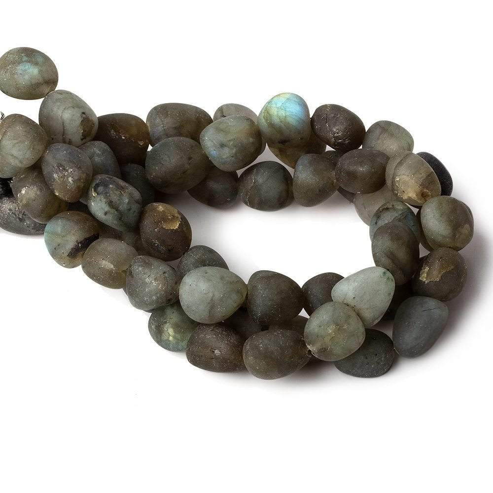 8x8-10x8mm Matte Labradorite tumbled plain nuggets 7.5 inch 19 beads A (ONLINE ORDER ONLY)