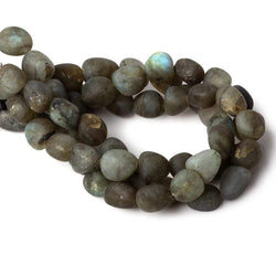 8x8-10x8mm Matte Labradorite tumbled plain nuggets 7.5 inch 19 beads A (ONLINE ORDER ONLY)
