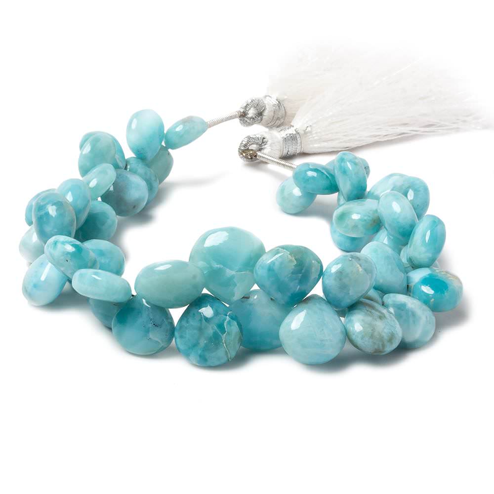 8x8-11x11mm Larimar plain heart beads 7 inch 47 pieces (ONLINE ORDER ONLY)