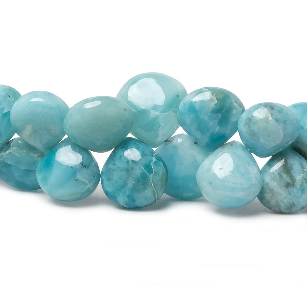 8x8-11x11mm Larimar plain heart beads 7 inch 47 pieces (ONLINE ORDER ONLY)