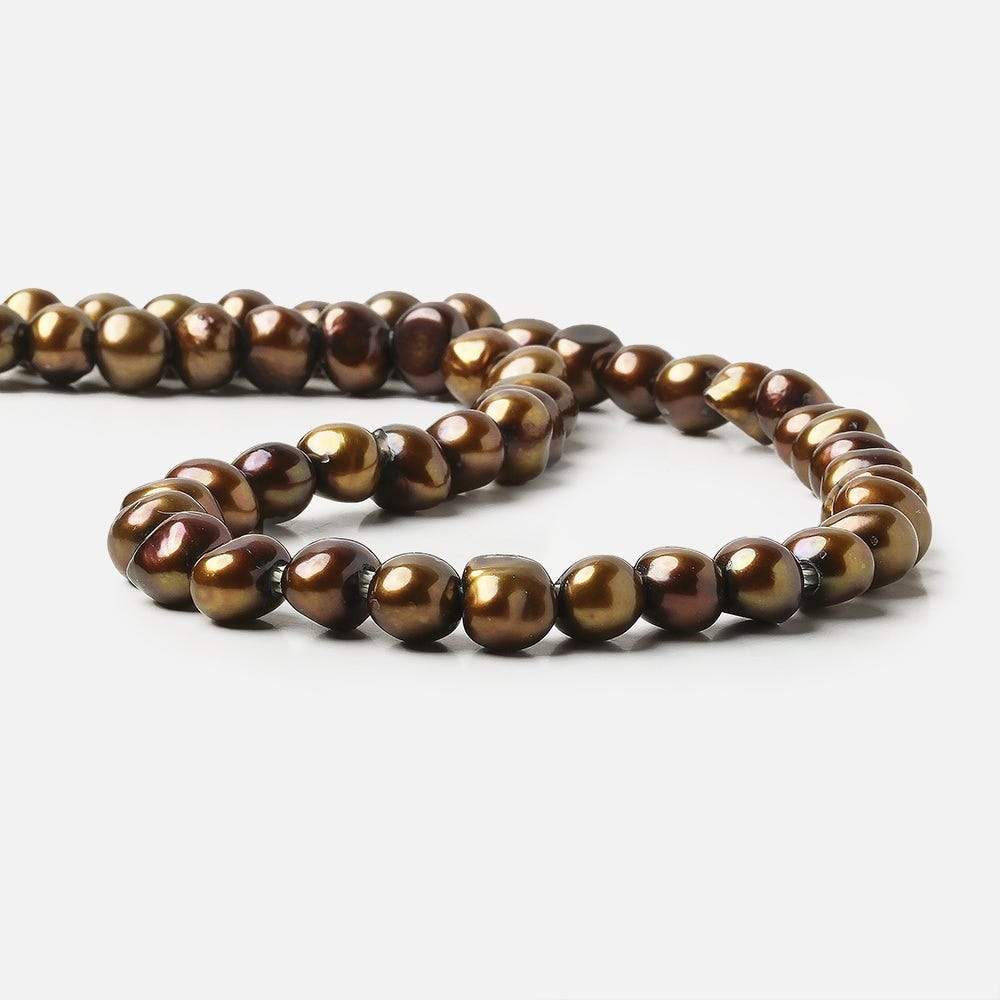 8x8- 8x10mm Golden Brown Baroque 2.5mm large hole Pearls 15 in. 48 pcs (ONLINE ORDER ONLY)