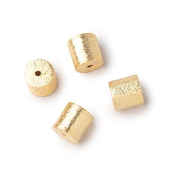 8x8mm 22kt Gold Plated Copper Brushed Tube Set of 4 Beads