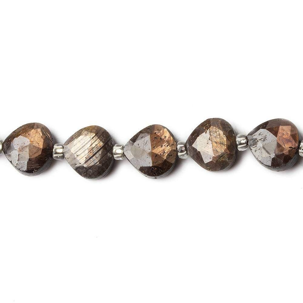 8x8mm Golden Sheen Chocolate Sapphire faceted hearts 15.5 inch 42 beads AA (ONLINE ORDER ONLY)
