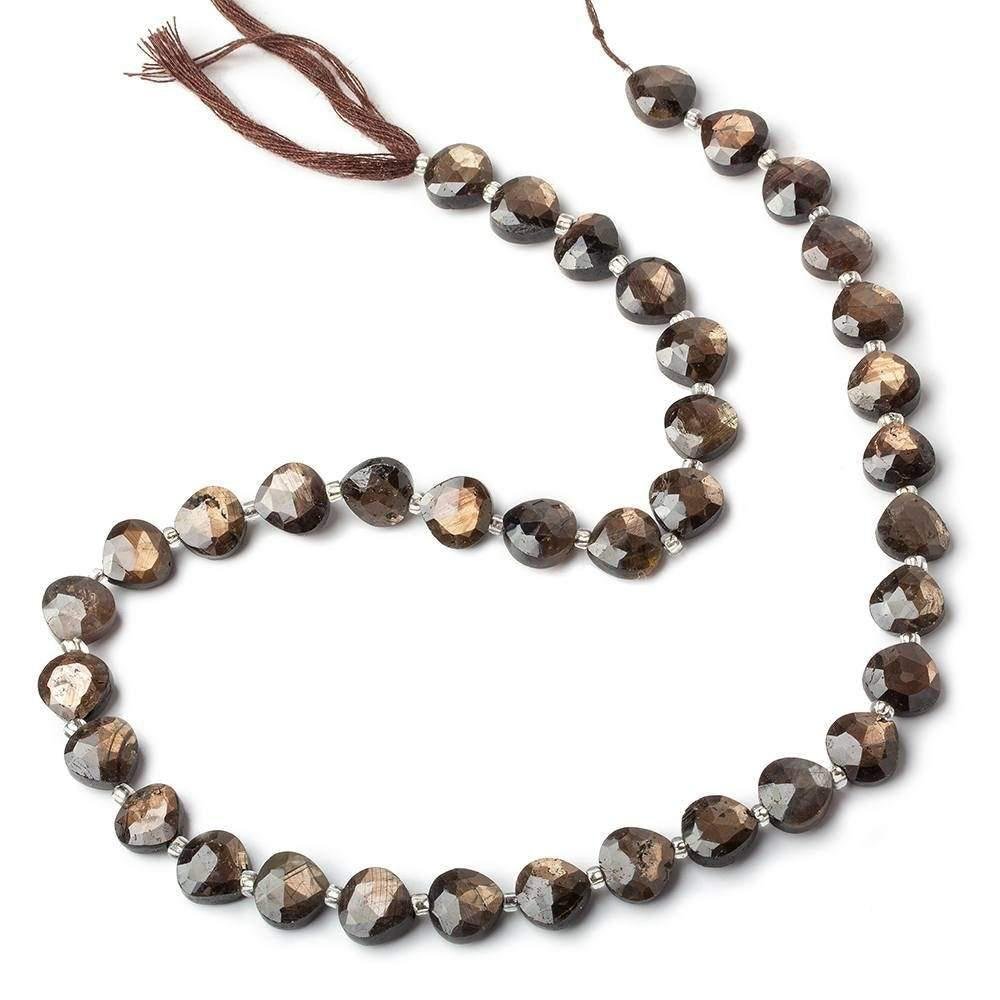 8x8mm Golden Sheen Chocolate Sapphire faceted hearts 15.5 inch 42 beads AA (ONLINE ORDER ONLY)