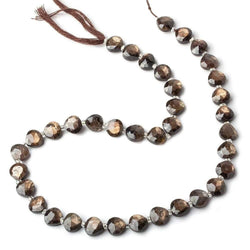 8x8mm Golden Sheen Chocolate Sapphire faceted hearts 15.5 inch 42 beads AA (ONLINE ORDER ONLY)