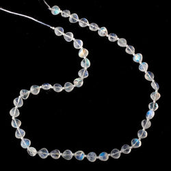 8x8mm Rainbow Moonstone straight drilled faceted Hearts 15.5 inch 45 beads AA (ONLINE ORDER ONLY)