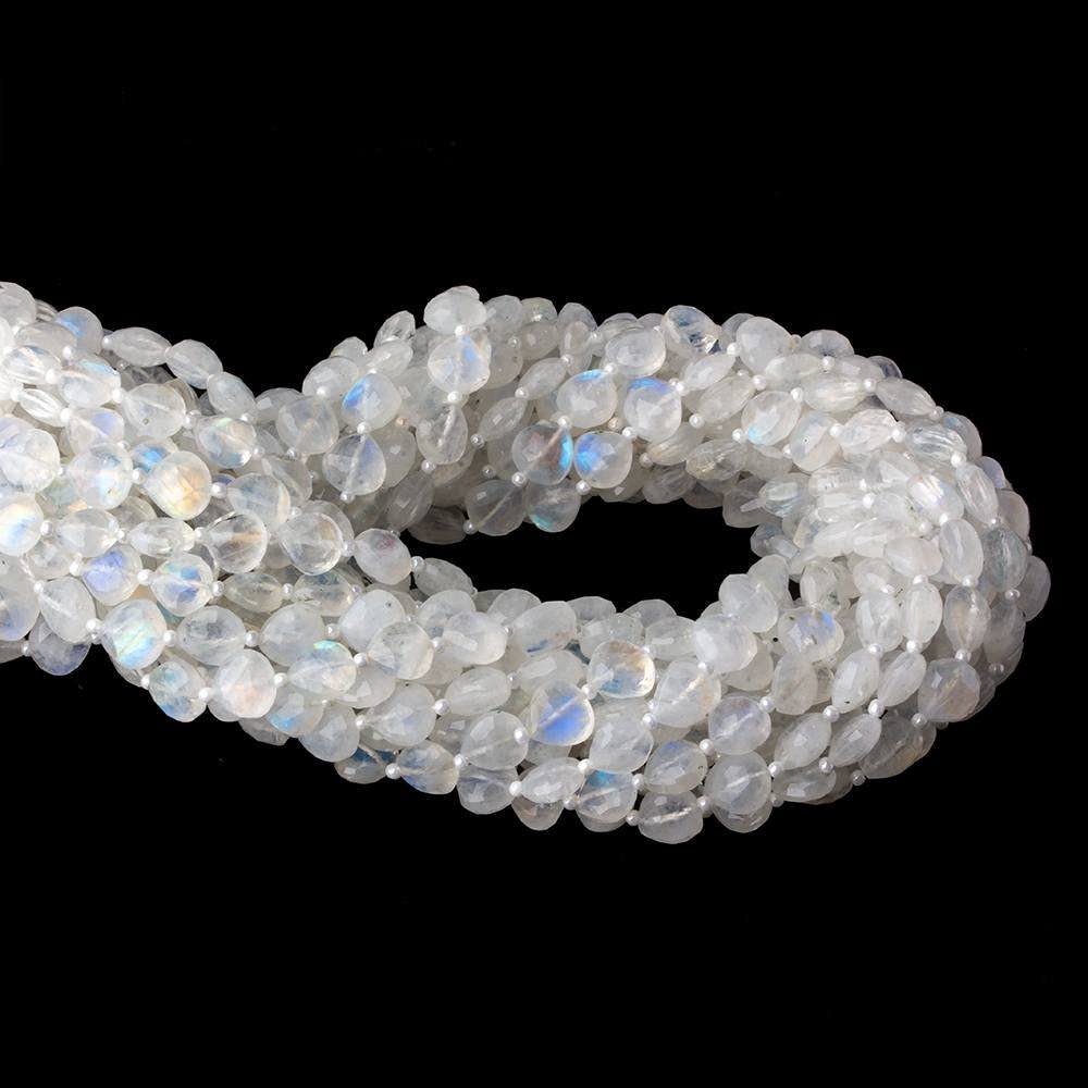 8x8mm Rainbow Moonstone straight drilled faceted Hearts 15.5 inch 45 beads AA (ONLINE ORDER ONLY)