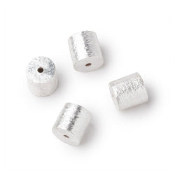 8x8mm Sterling Silver Plated Copper Brushed Tube Set of 4 Beads