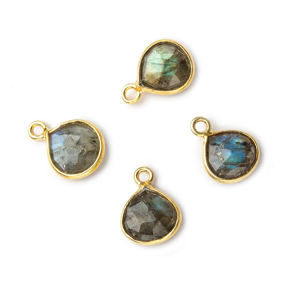 8x8mm Vermeil Bezel Labradorite faceted heart Pendant 1 focal bead (ONLINE ORDER ONLY)