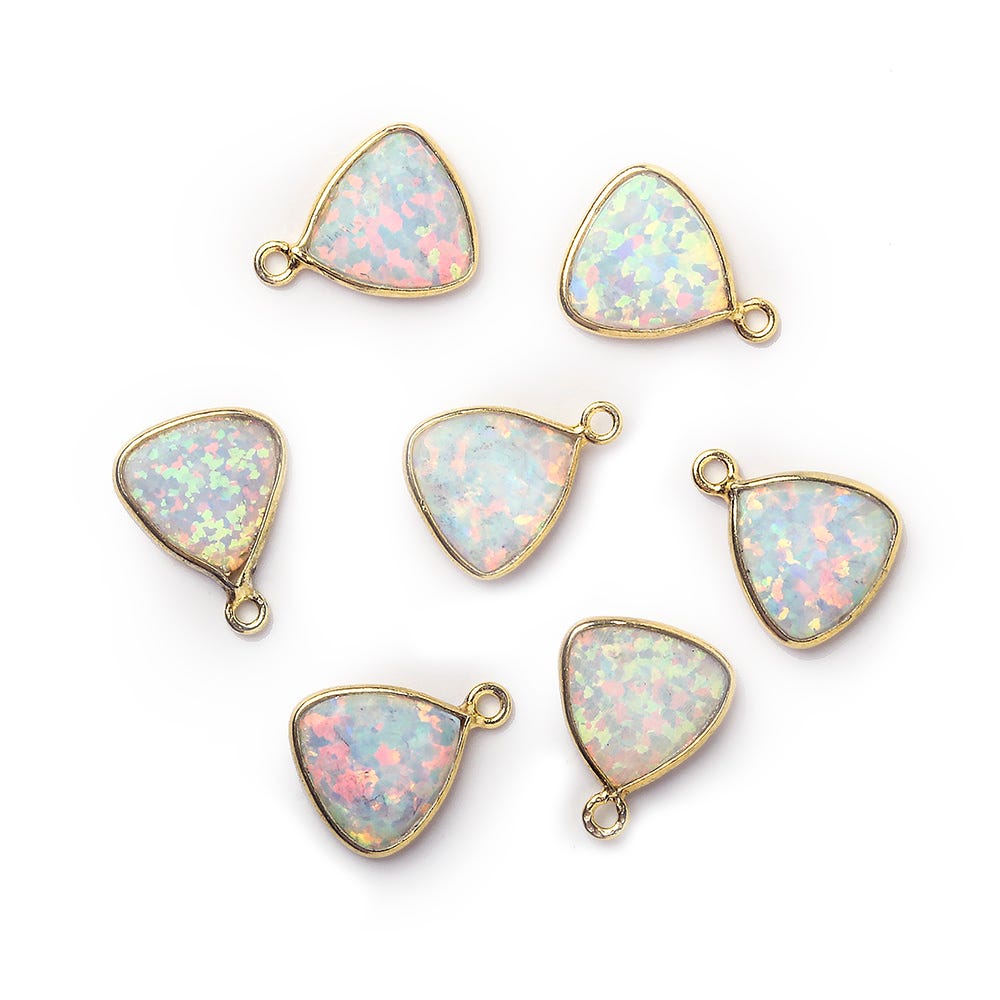 8x8mm Vermeil Bezel Synthetic Opal Triangle Pendant 1 piece (ONLINE ORDER ONLY)