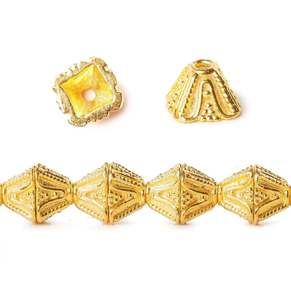 8x8x5mm 22kt Gold Plated Copper Pyramid Square Bead Cap 8 inch 38 pcs (ONLINE ORDER ONLY)