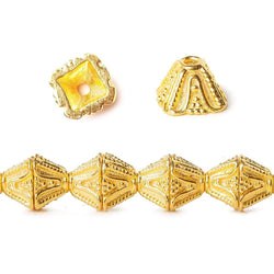 8x8x5mm 22kt Gold Plated Copper Pyramid Square Bead Cap 8 inch 38 pcs (ONLINE ORDER ONLY)