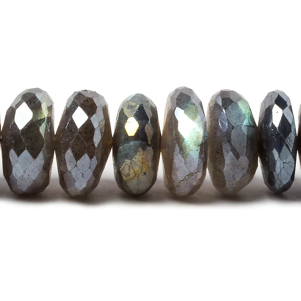 9-10.5mm Mystic Labradorite faceted rondelle beads 14 inch 57 pieces (ONLINE ORDER ONLY)
