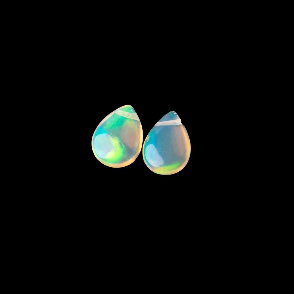 9-10mm Ethiopian Opal Plain Pear Set of 2 Focal Beads AA (ONLINE ORDER ONLY)