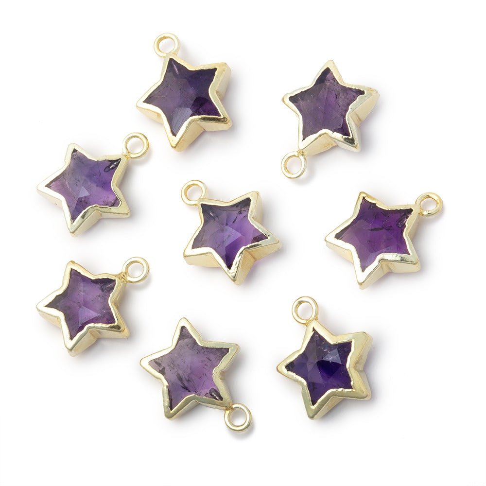 9-10mm Gold Leafed Amethyst Faceted Star Focal Pendant 1 piece (ONLINE ORDER ONLY)