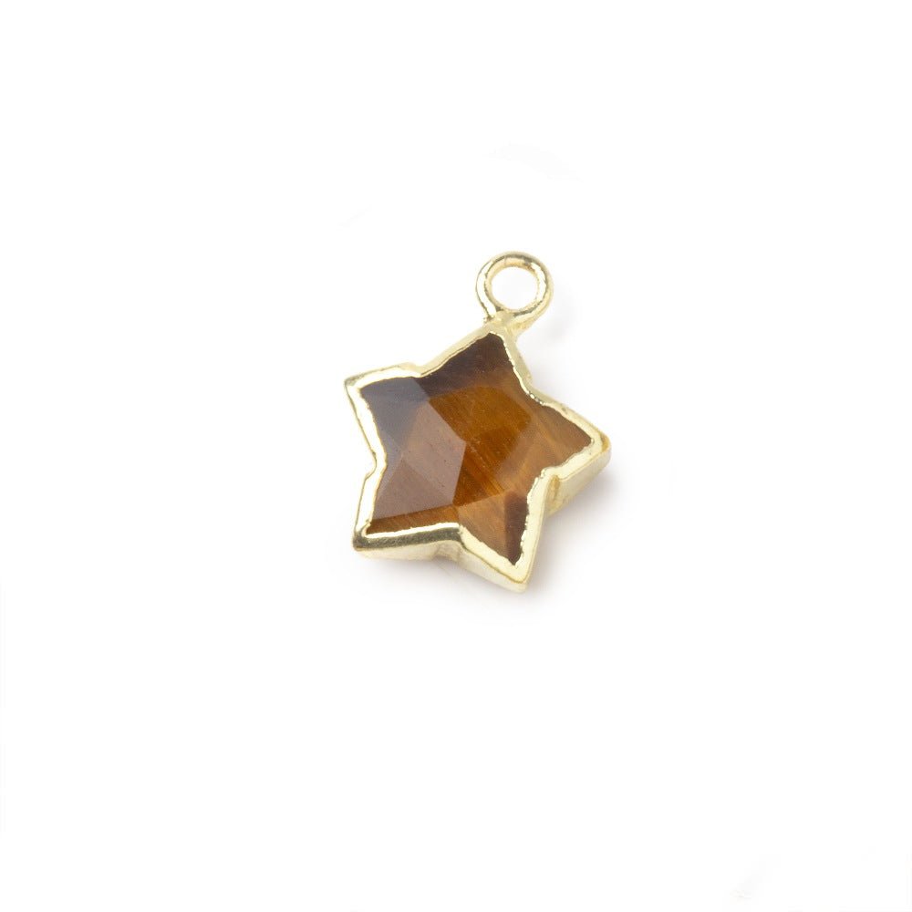 9-10mm Gold Leafed Tiger's Eye Faceted Star Focal Pendant 1 piece (ONLINE ORDER ONLY)