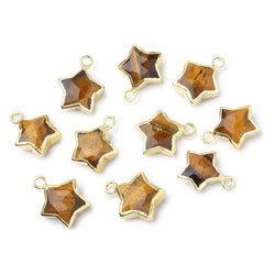 9-10mm Gold Leafed Tiger's Eye Faceted Star Focal Pendant 1 piece (ONLINE ORDER ONLY)