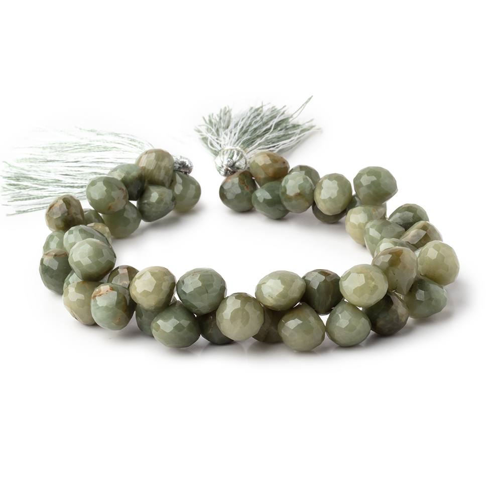 9-10mm Green Cat's Eye Quartz Faceted Candy Kiss Beads 8.5 inch 50 pieces (ONLINE ORDER ONLY)