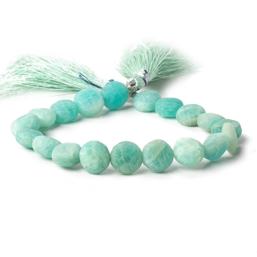 9-10mm Matte Amazonite plain coins 7.5 inch 19 beads A (ONLINE ORDER ONLY)