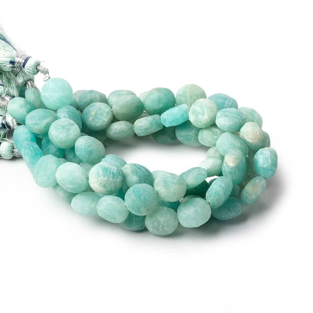 9-10mm Matte Amazonite plain coins 7.5 inch 19 beads A (ONLINE ORDER ONLY)