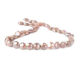 9-10mm Mystic Dark Peach Moonstone faceted coins 14 inch 36 beads (ONLINE ORDER ONLY)