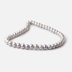 9-10mm Pinkish Silver Large Hole Off Round Freshwater Pearls 15 inches 51 Beads (ONLINE ORDER ONLY)