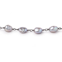 9-10mm Silver Baroque Pearls on Black Gold over .925 Silver Chain (ONLINE ORDER ONLY)