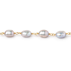 9-10mm Silver Baroque Pearls on Vermeil Chain (ONLINE ORDER ONLY)