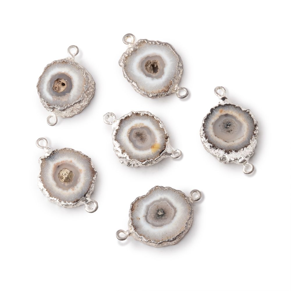9-10mm Silver Leafed Solar Quartz Slice Connector 1 focal (ONLINE ORDER ONLY)