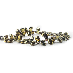 9 - 11mm Golden Metallic Black Spinel Faceted Pear Beads 8 inch 49 pieces (ONLINE ORDER ONLY)