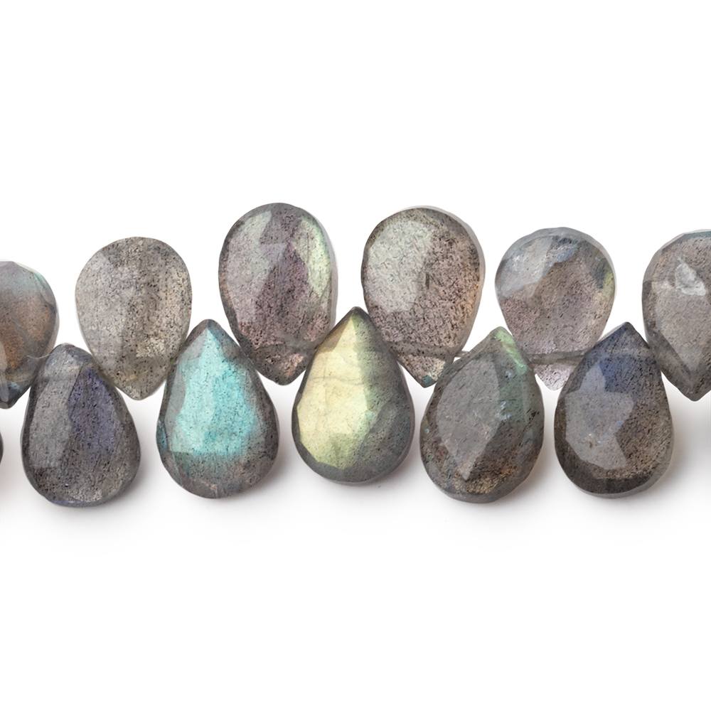 9-11mm Labradorite Faceted Pear Beads 8 inch 52 pieces
