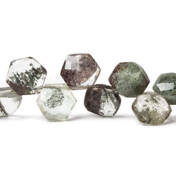 9-11mm Moss Quartz Top Drill Hexagon 8 inch 30 pieces (ONLINE ORDER ONLY)