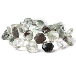 9-11mm Moss Quartz Top Drill Hexagon 8 inch 30 pieces (ONLINE ORDER ONLY)