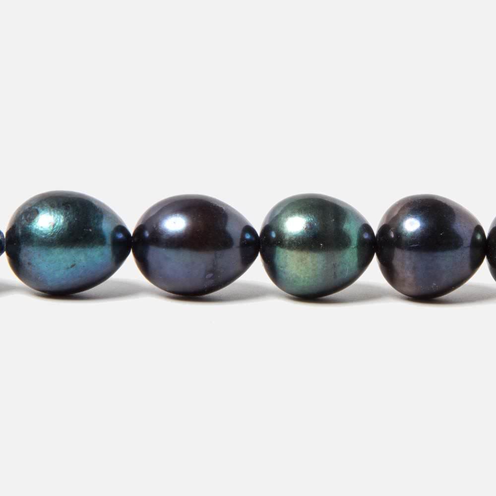 9-11mm Navy Green Peacock Straight Drill Oval Freshwater Pearl 37 pcs (ONLINE ORDER ONLY)