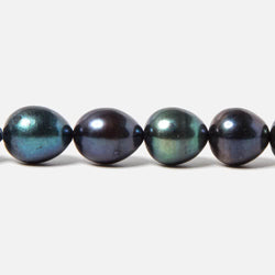 9-11mm Navy Green Peacock Straight Drill Oval Freshwater Pearl 37 pcs (ONLINE ORDER ONLY)