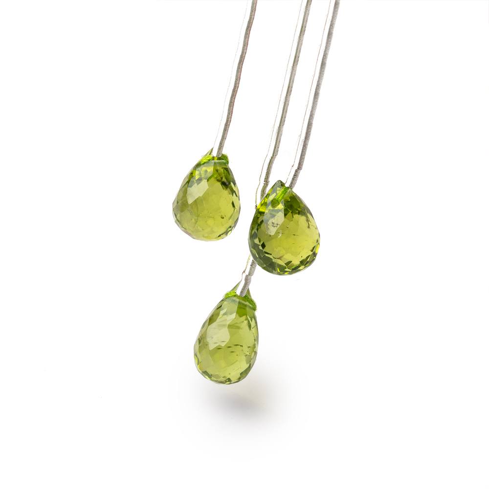 9-11mm Peridot Faceted Tear Drop Focals Set of 3 Beads (ONLINE ORDER ONLY)