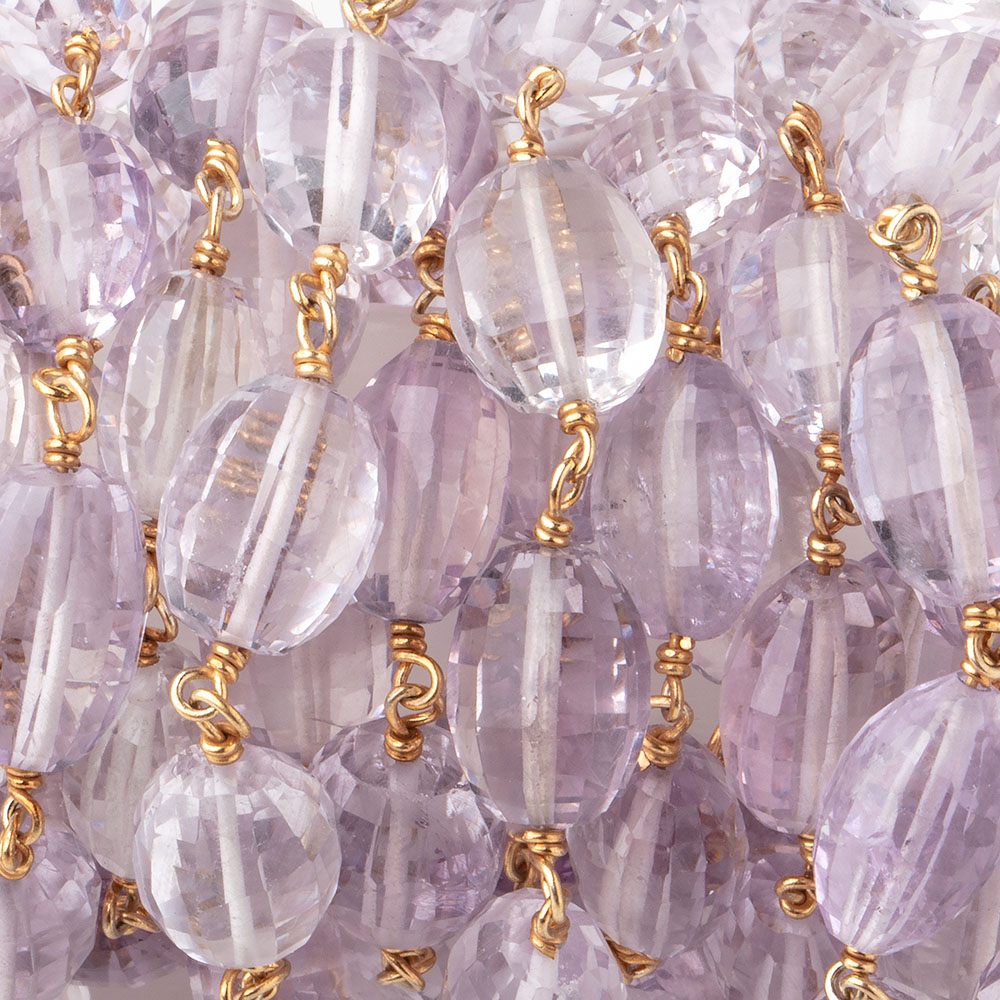 9-11mm Pink Amethyst Faceted Oval Beads on Vermeil Chain (ONLINE ORDER ONLY)