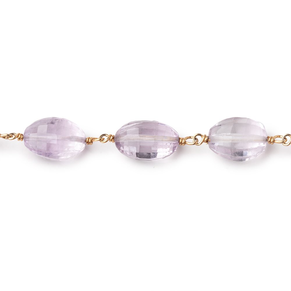 9-11mm Pink Amethyst Faceted Oval Beads on Vermeil Chain (ONLINE ORDER ONLY)