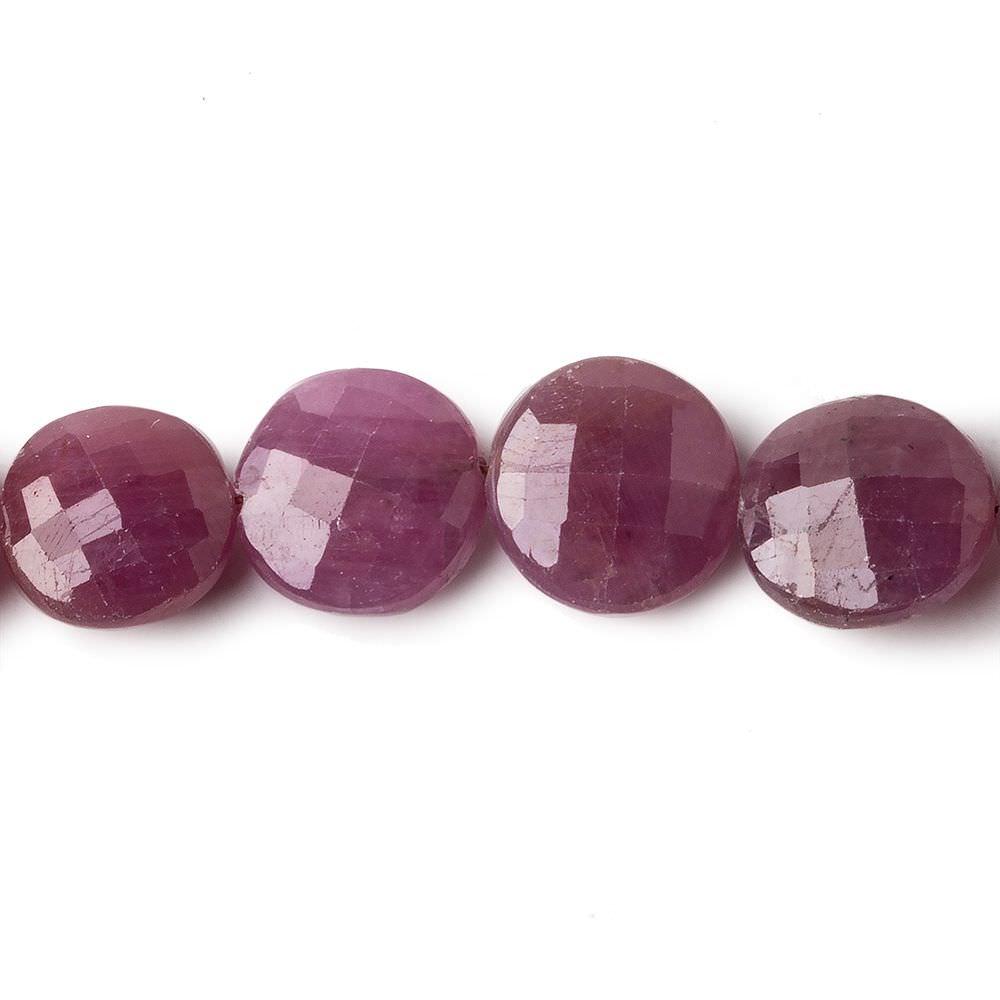 9-11mm Ruby faceted Coin Beads 8 inch 20 beads (ONLINE ORDER ONLY)