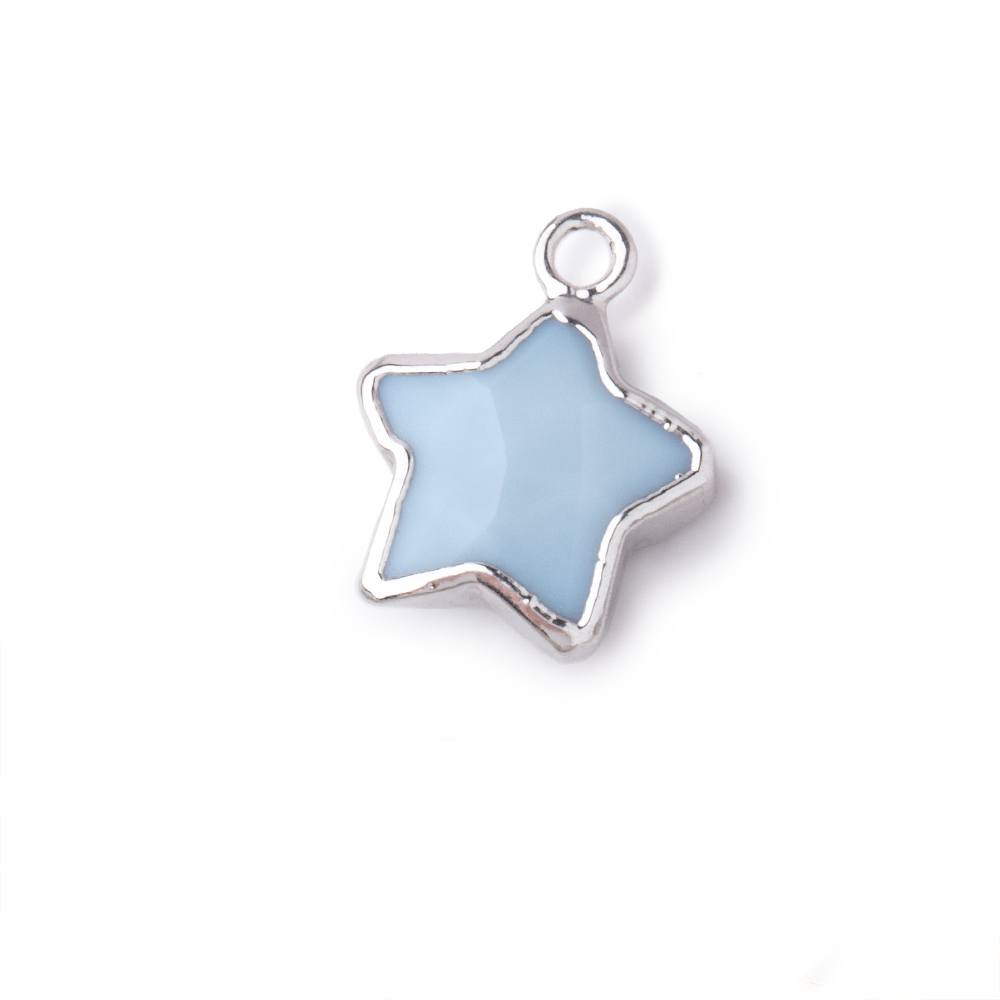 9-11mm Silver Leafed Owyhee Blue Opal Faceted Star Focal Pendant 1 piece (ONLINE ORDER ONLY)