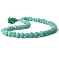 9-12mm Amazonite hand carved Melon rondelles 16 inch 46 beads AAA (ONLINE ORDER ONLY)