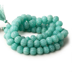 9-12mm Amazonite hand carved Melon rondelles 16 inch 46 beads AAA (ONLINE ORDER ONLY)